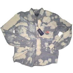 Polo Ralph Lauren Mens L Embroidered American Flag Top Rugged Distressed Grunge